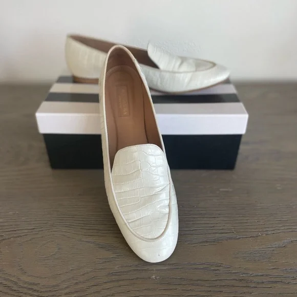Authentic Aquazzura crocodile print leather Mocassin - white - Picture 6 of 6